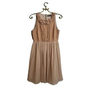 Zara Basic Woman's Nude Tool Sleeveless Rosette Party Wedding Guest Dress Medium